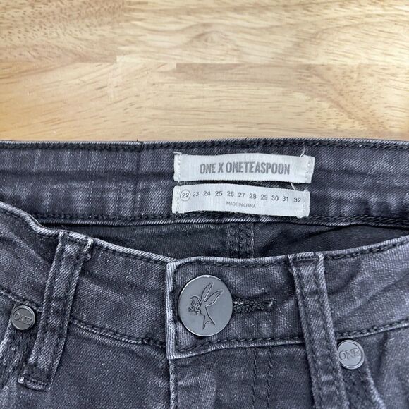 One X One Teaspoon High Waist Freebird II Black Skinny Jeans Women’s Sz. 22 XXS - Picture 7 of 11
